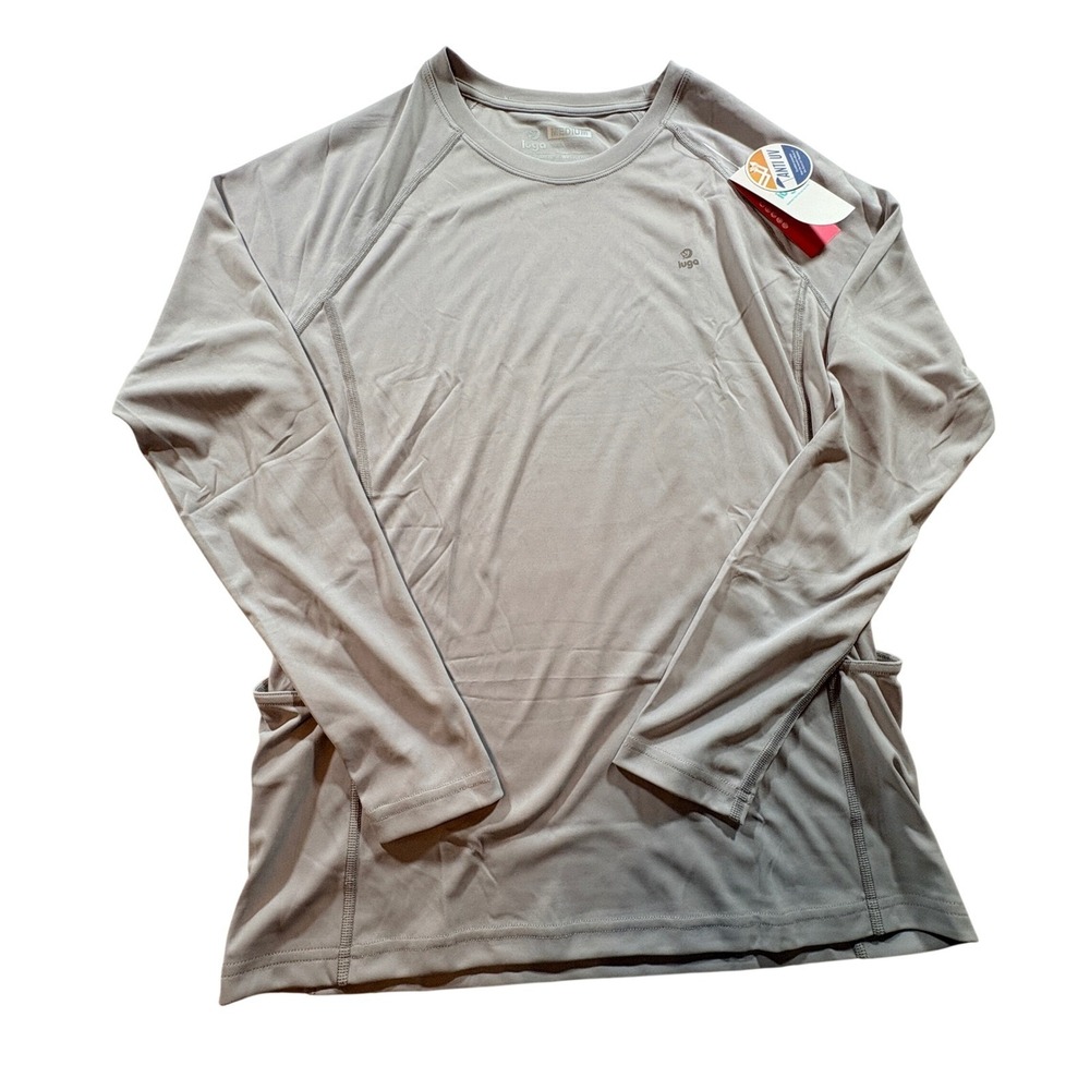 IUGA Long Sleeve Performance Shirt Men Medium Gray Anti-UV Sun Protection Hiking